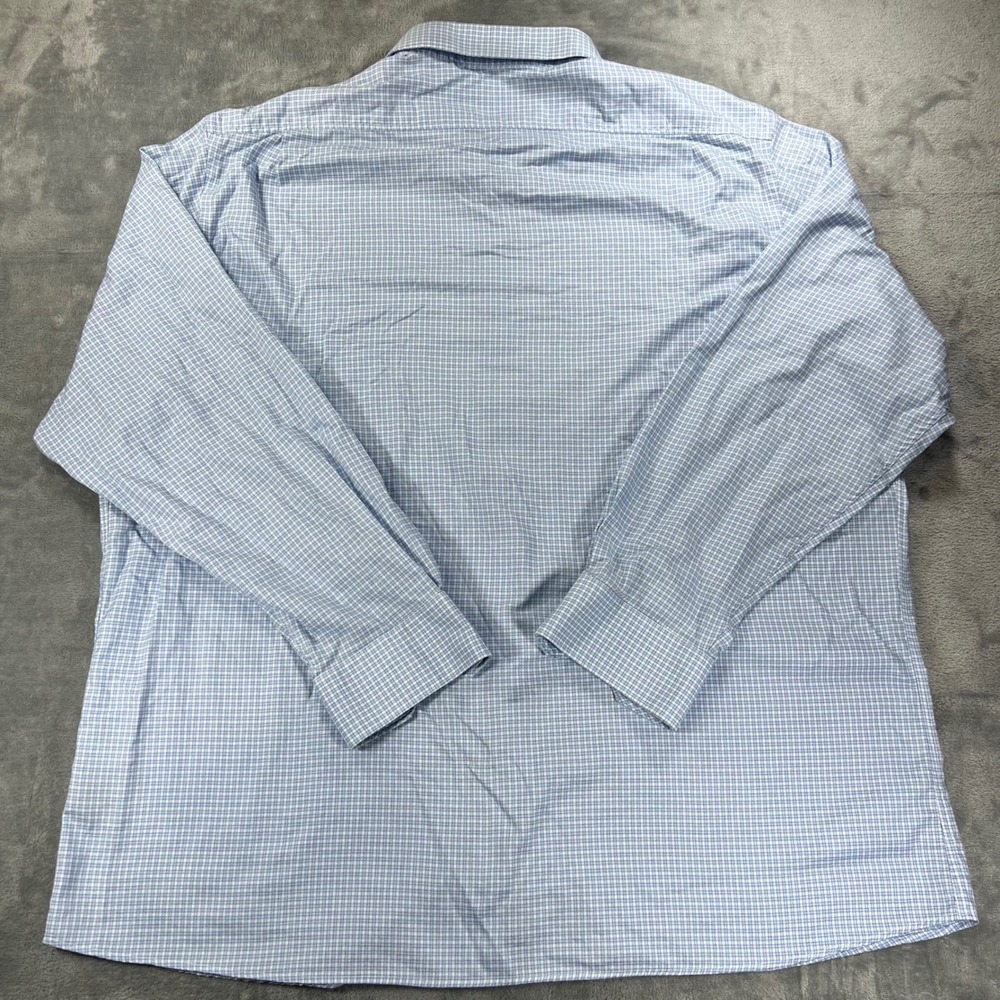 Hart Schaffner Marx Mens XXL Blue White Check Comfort Stretch Cotton Shirt - Picture 6 of 7